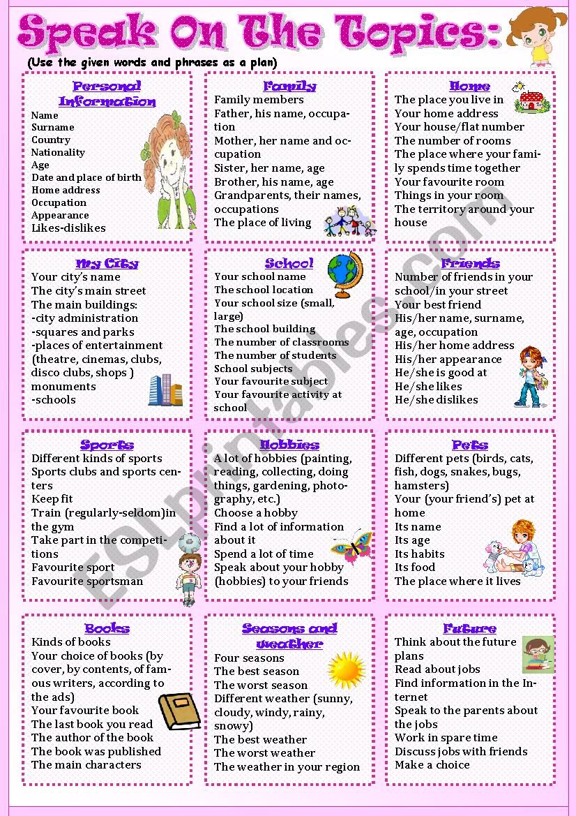 Speak On The Topics ESL Worksheet By Tmk939