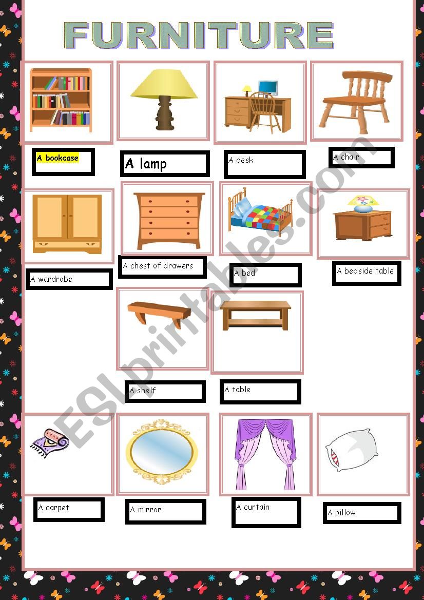 furniture pictionary - ESL worksheet by youssif 2010