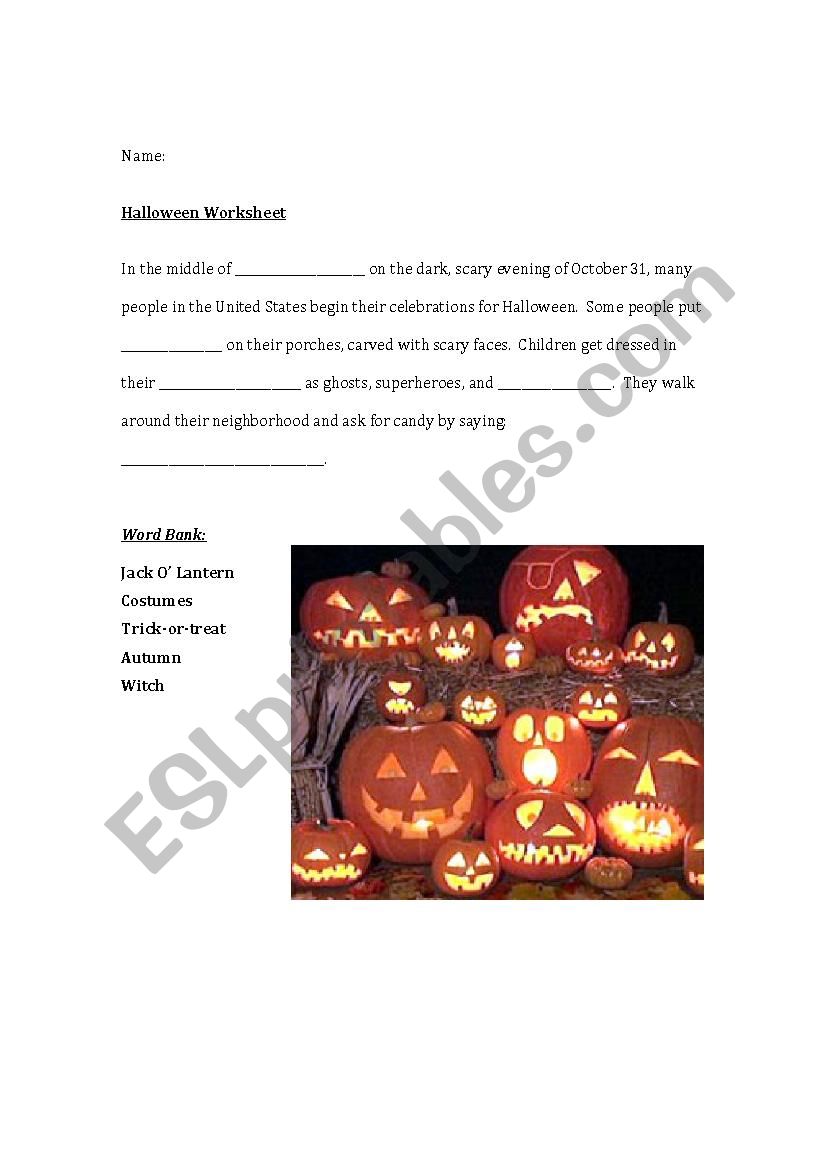 Halloween Worksheet worksheet