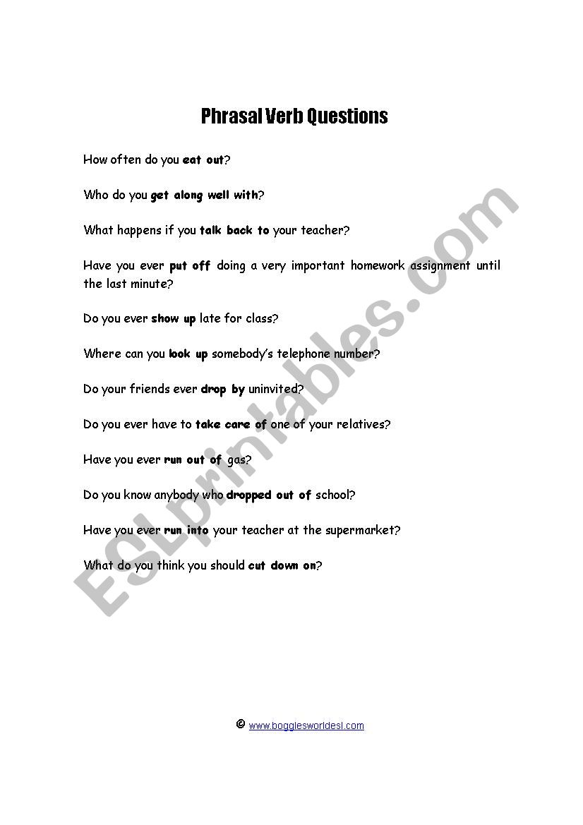 Phrasal Verb worksheet