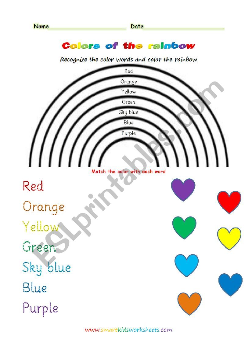 Rainbow To Colour In Worksheet - Minimalist Blank Printable