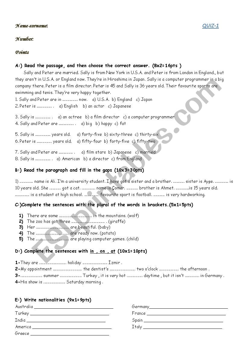 an easy revision paper worksheet