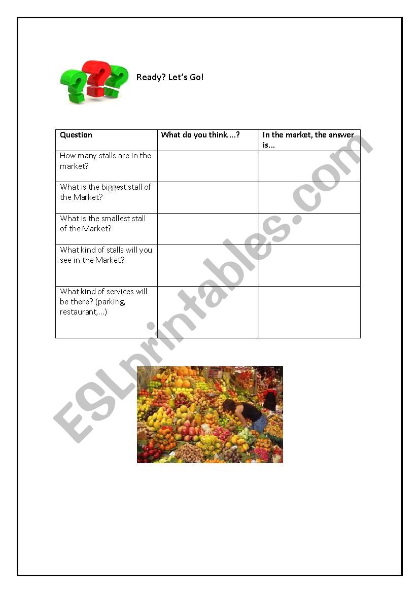 Visiting the Market worksheet