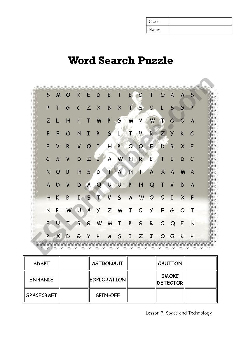 space and technology(word search)