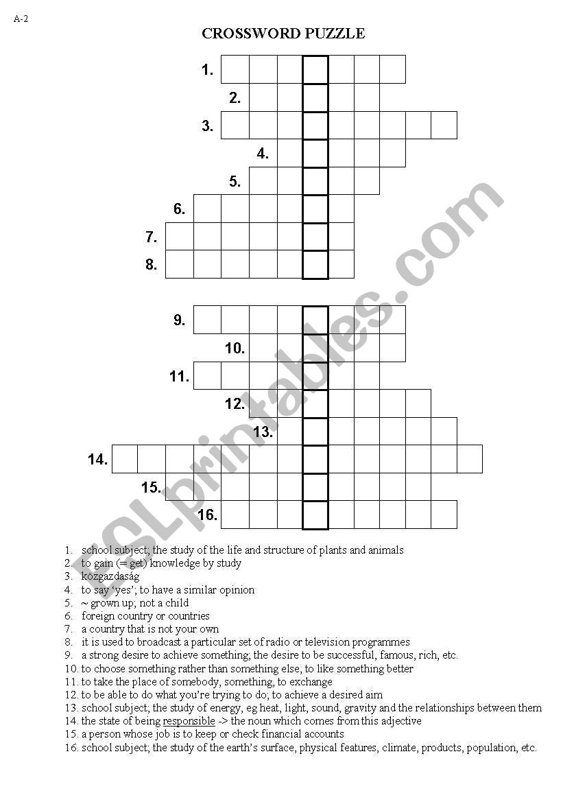 School puzzle worksheet