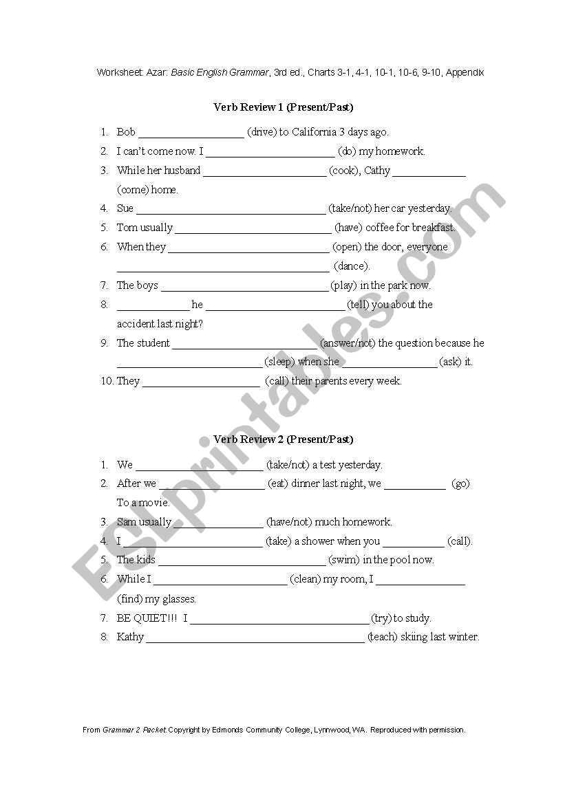 tenses worksheet