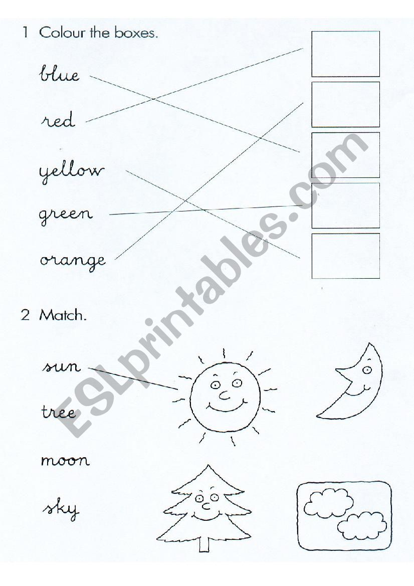 COLOURS AND NATURE VOCABULARY worksheet