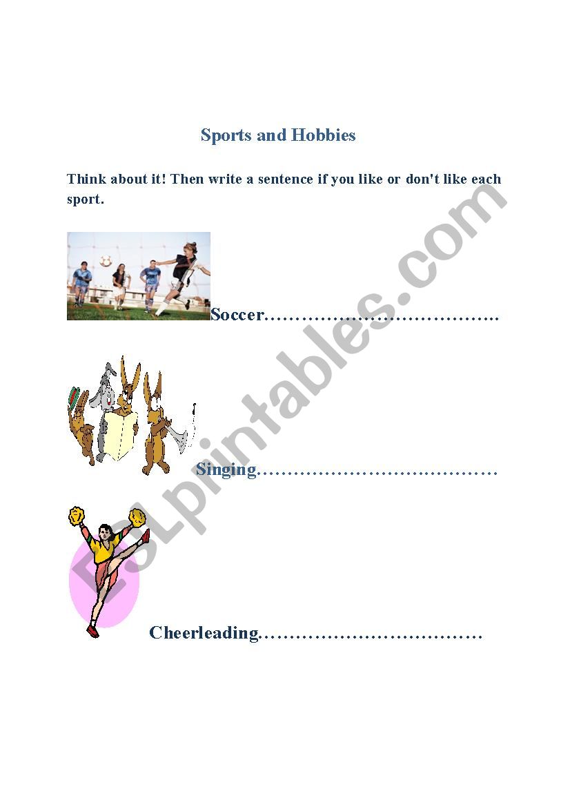 Sports and Hobbies worksheet