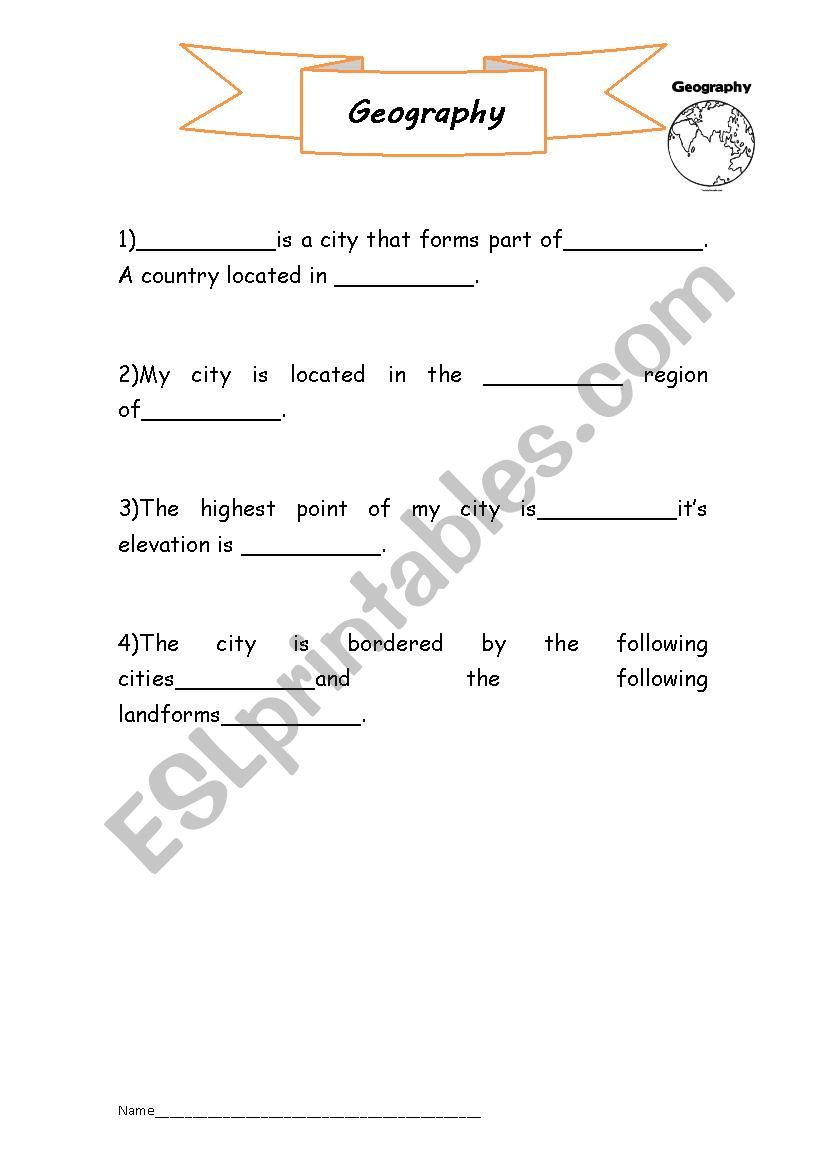 my city worksheet