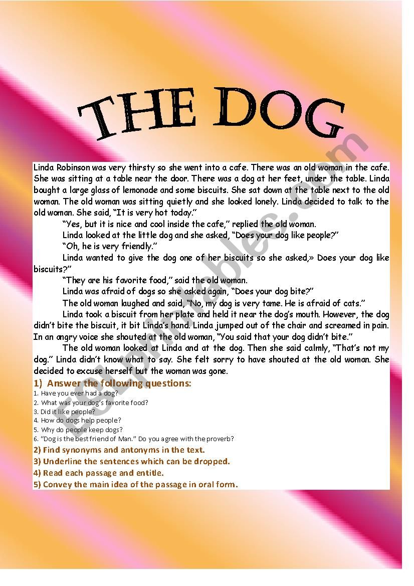 The dog worksheet