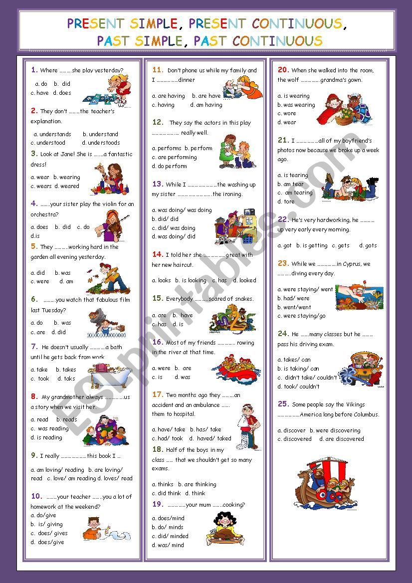 VERB TENSES TEST ESL Worksheet By Cristinasuma