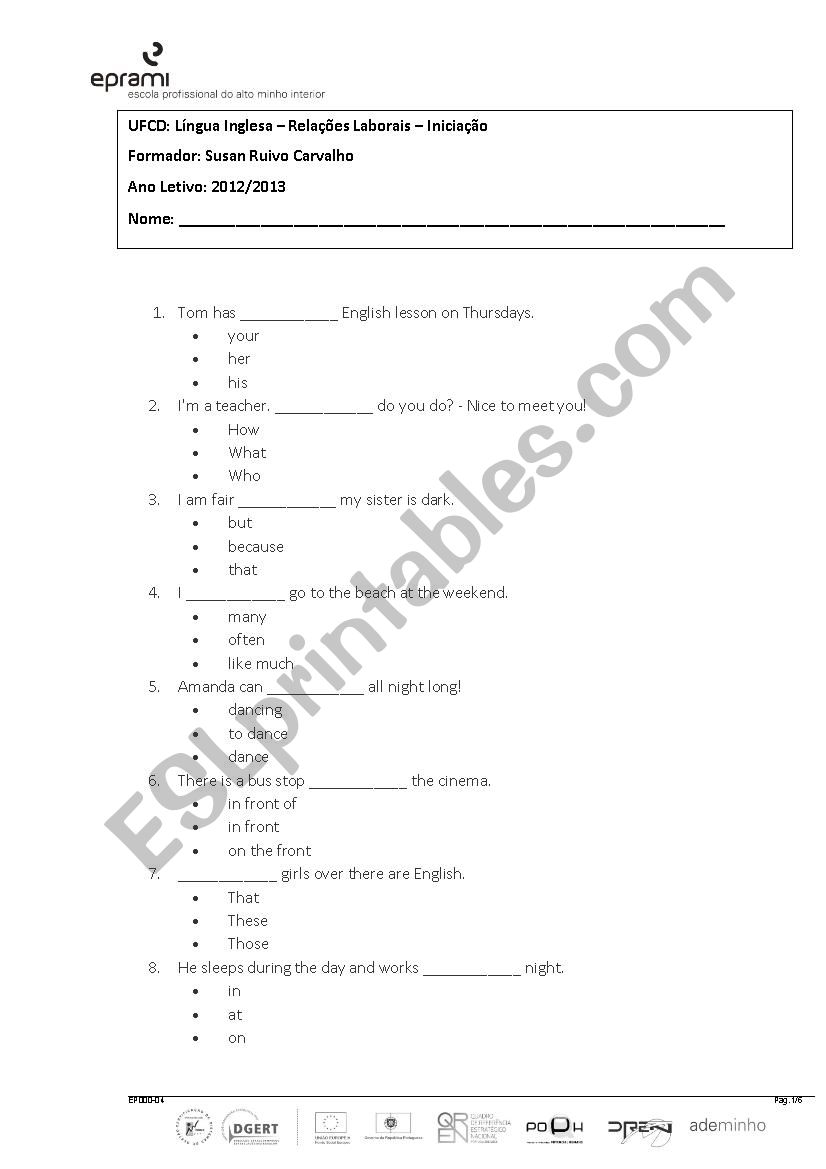 Test worksheet