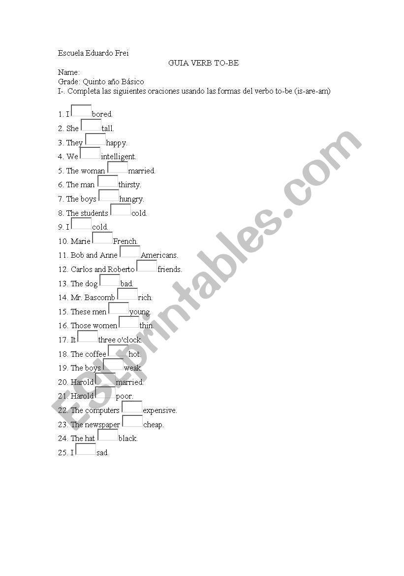 Verb to-be  worksheet