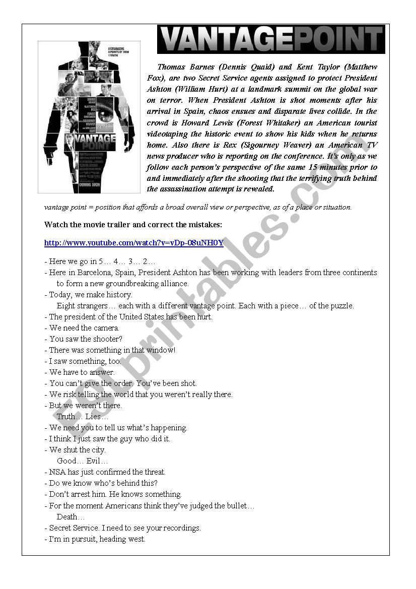 Vantage Point worksheet