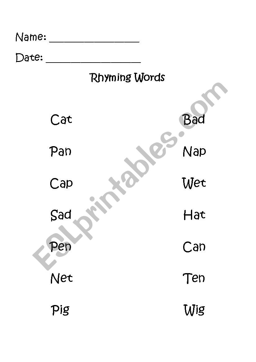 Rhyming Words worksheet