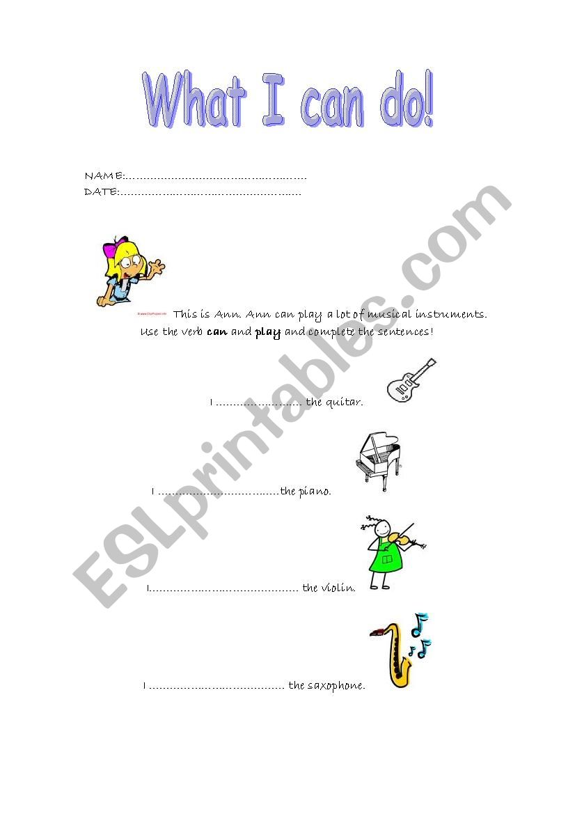  THE VERB CAN worksheet