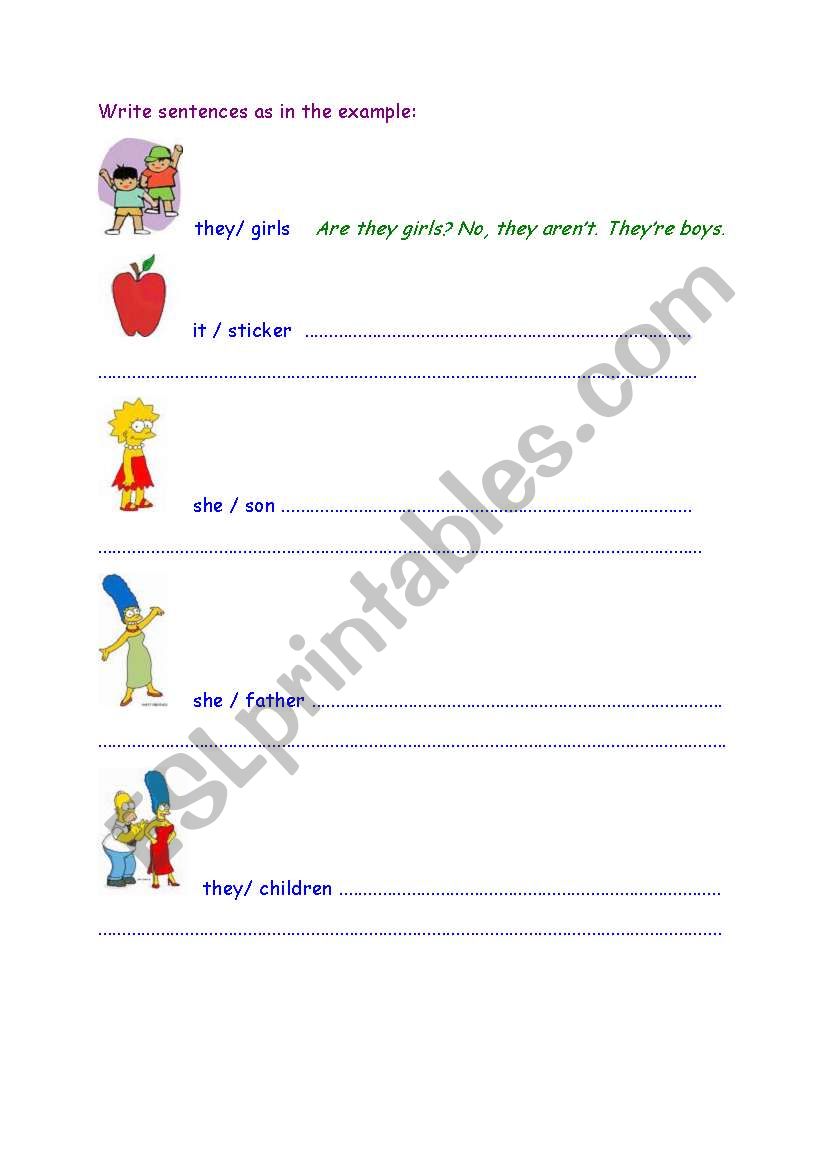 sentences with to be worksheet