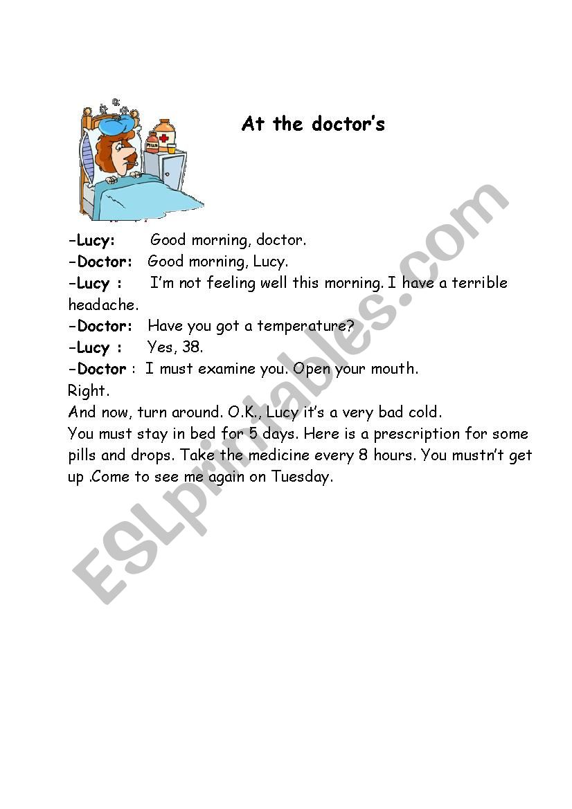 At the doctors dialogue worksheet