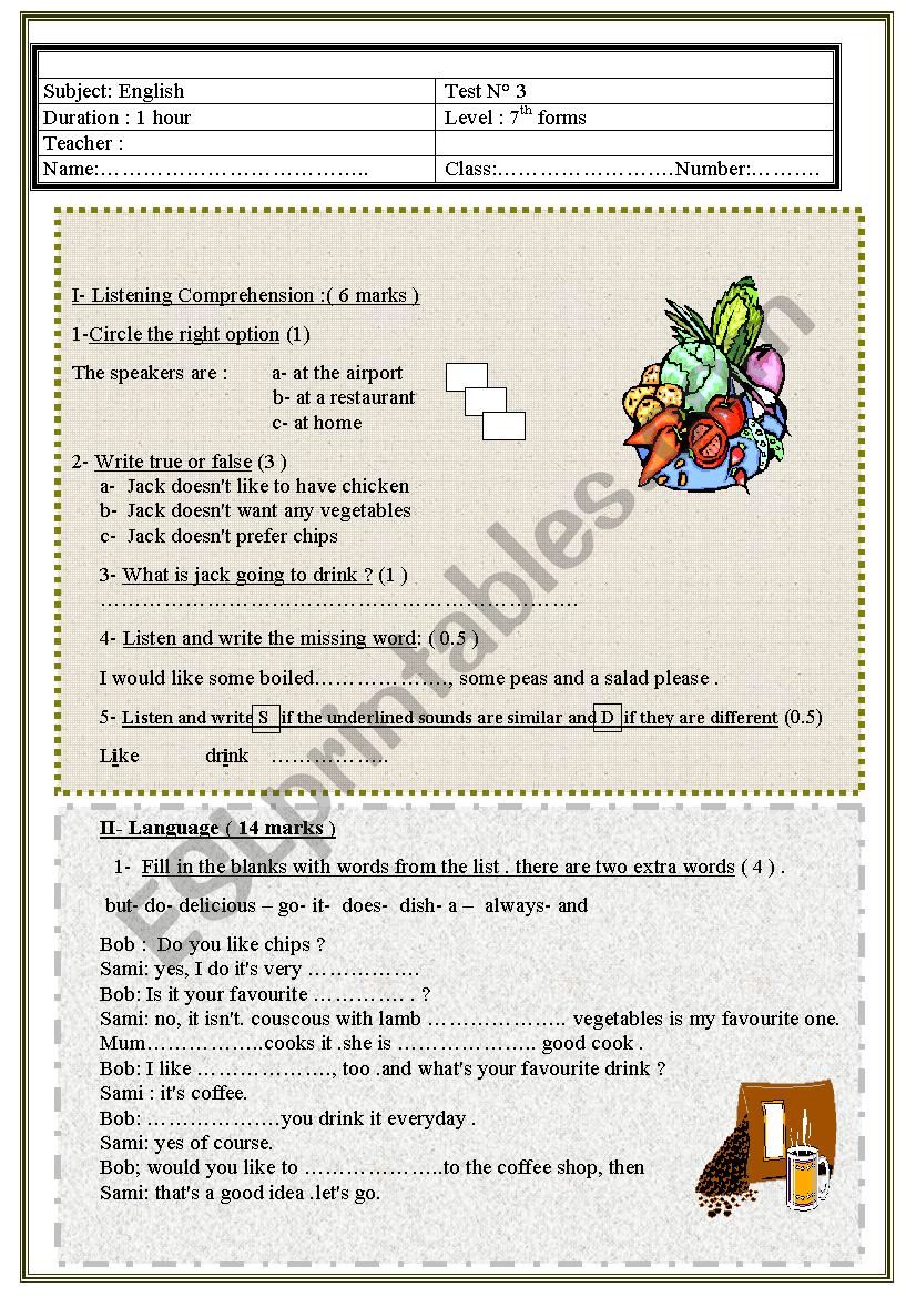 languge.7th (page1) worksheet