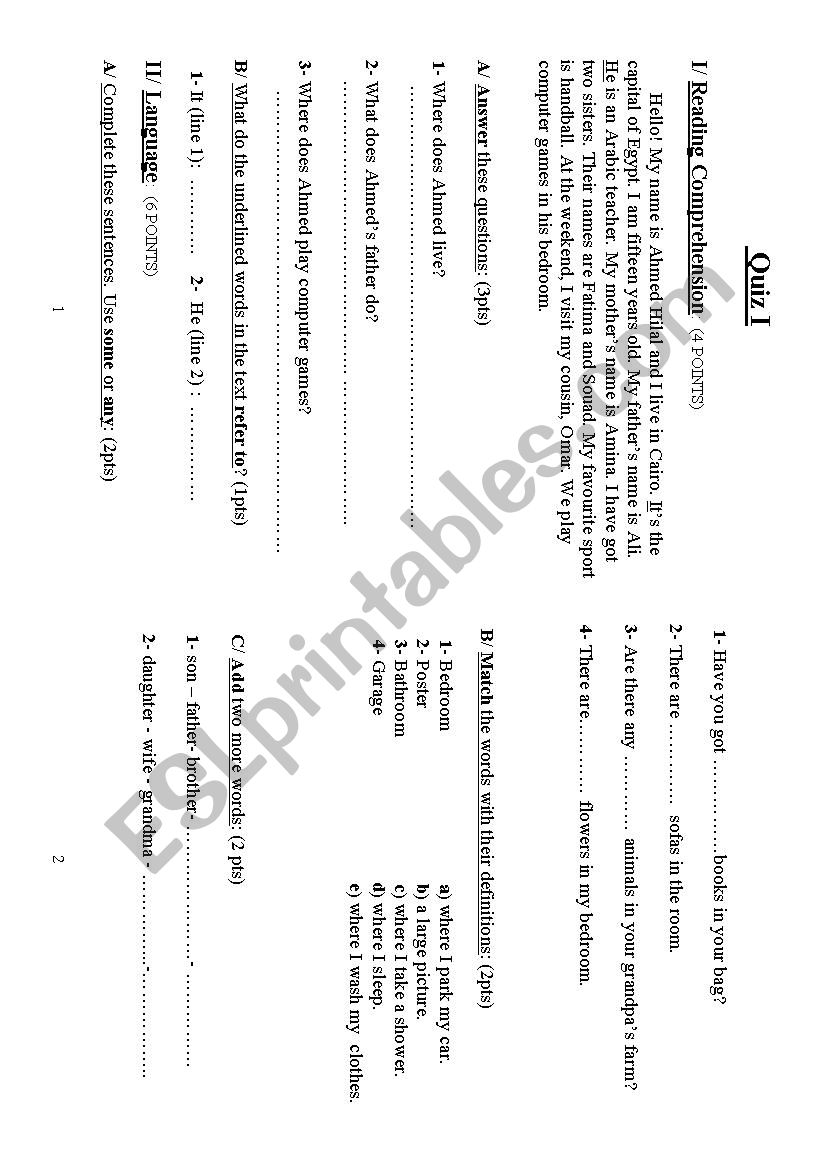 Quiz  worksheet