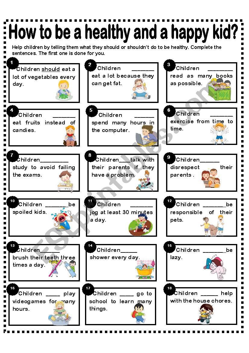 SHOULD/SHOULDN´T -CHILDREN ACTIONS - ESL worksheet by LA LUNA