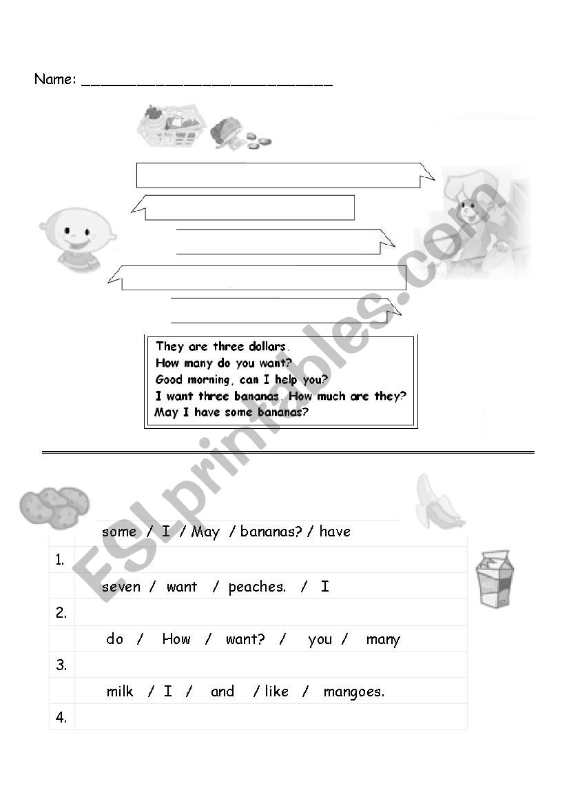 Conversation Order worksheet