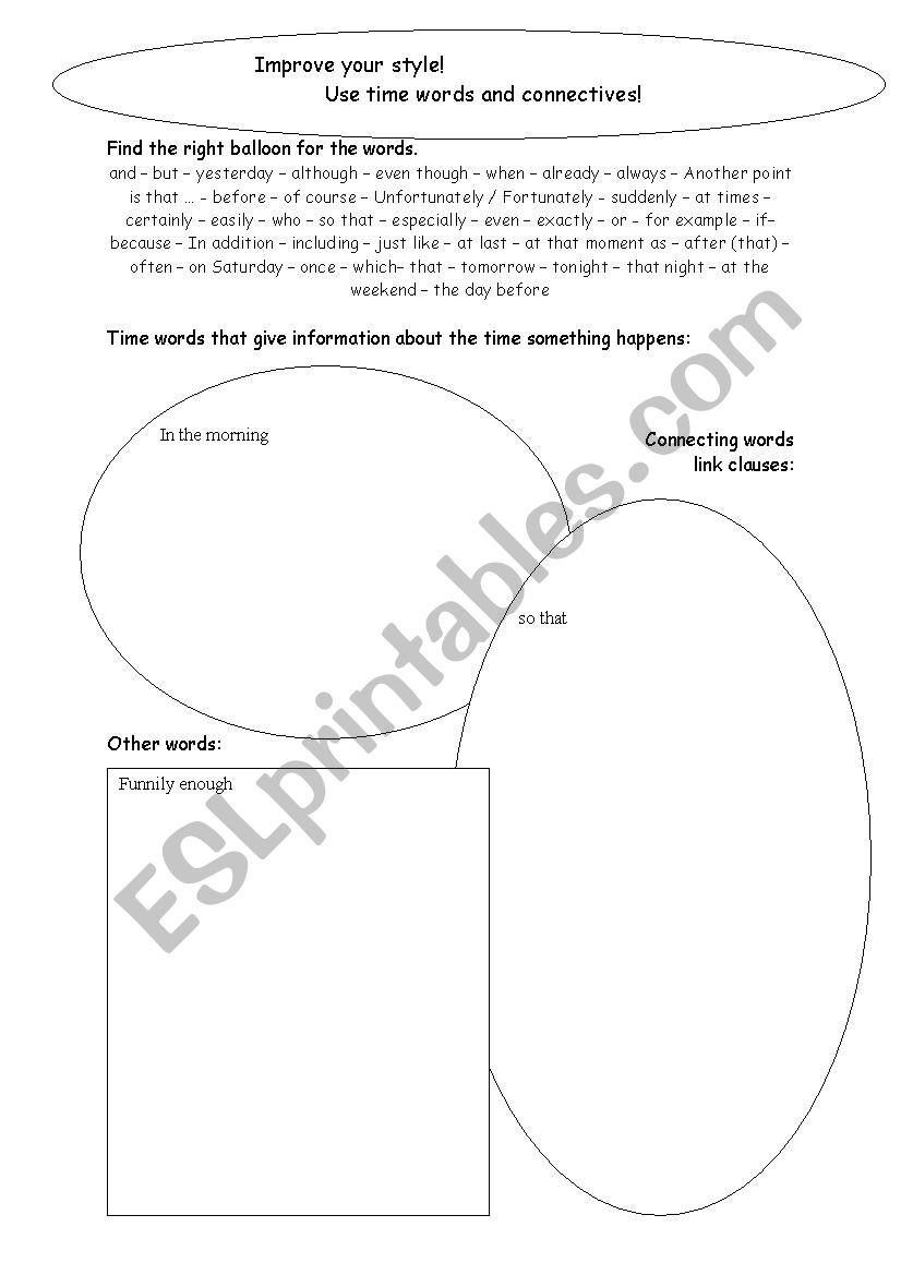 connectives worksheet