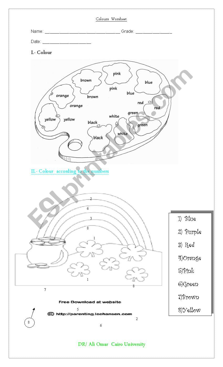 colours worksheet