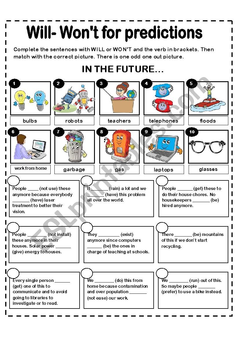 will-and-won-t-for-predictions-esl-worksheet-by-la-luna