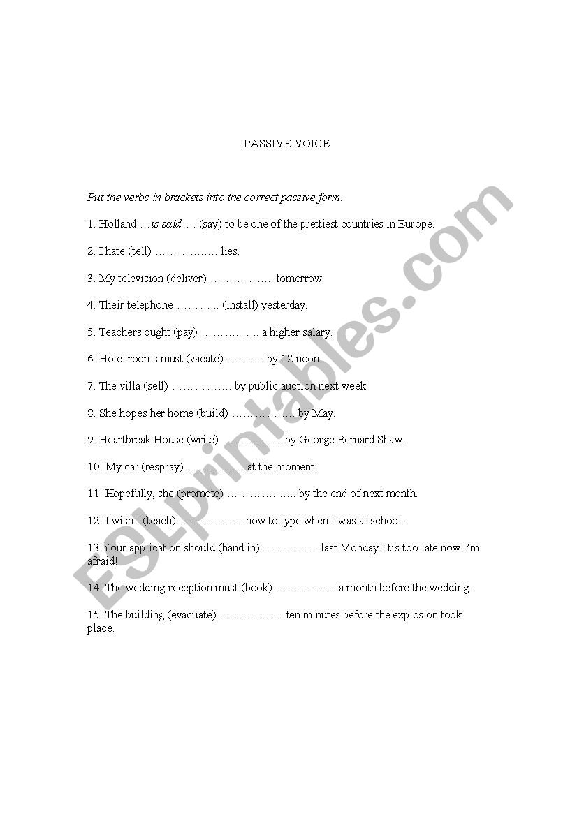 Passive voice worksheet