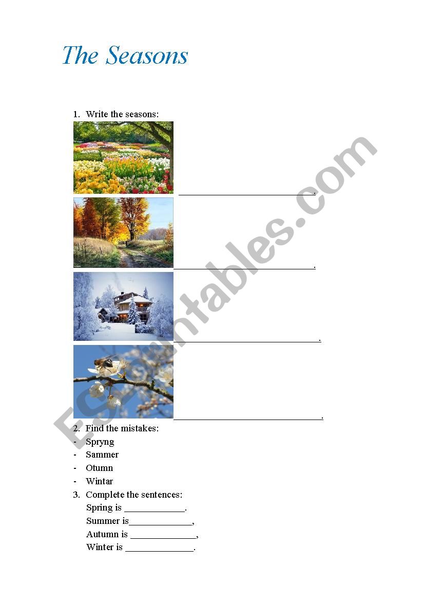 The seasons worksheet