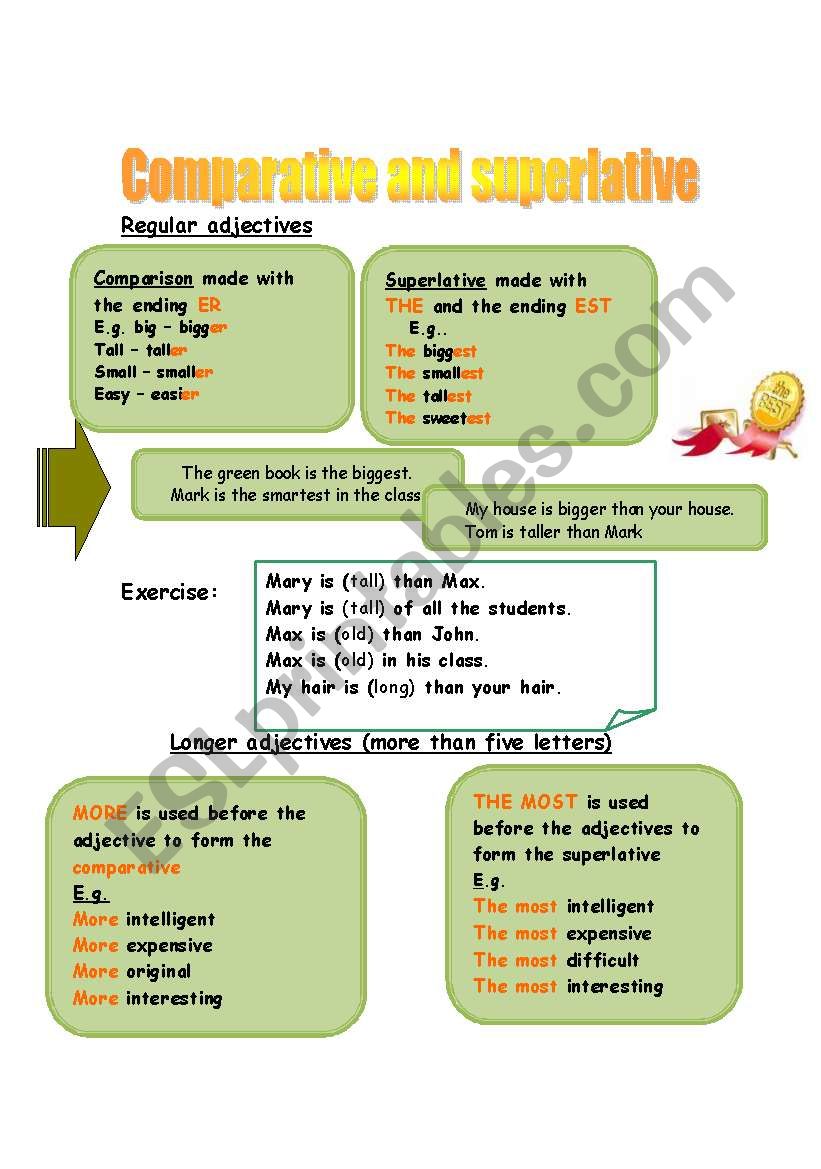 adjective´s degrees of comparison - ESL worksheet by donapeter