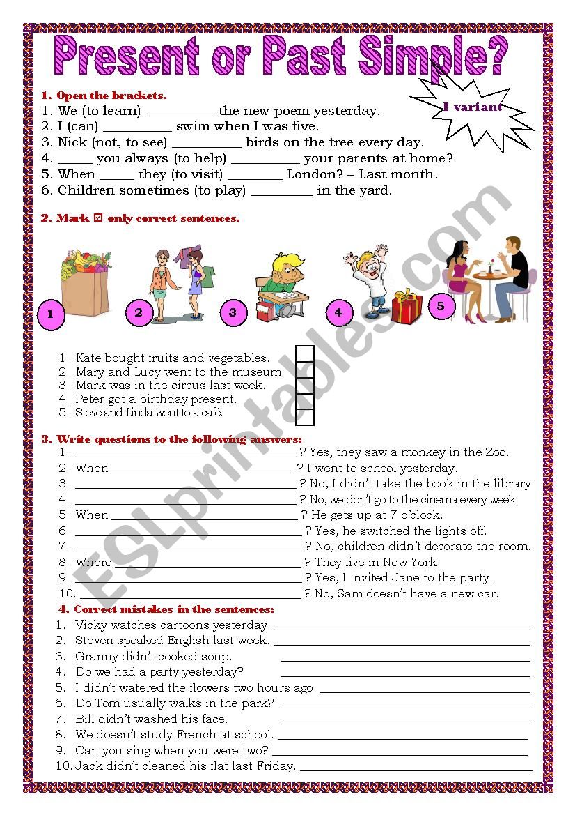 Present or Past Simple - ESL worksheet by yuliya888