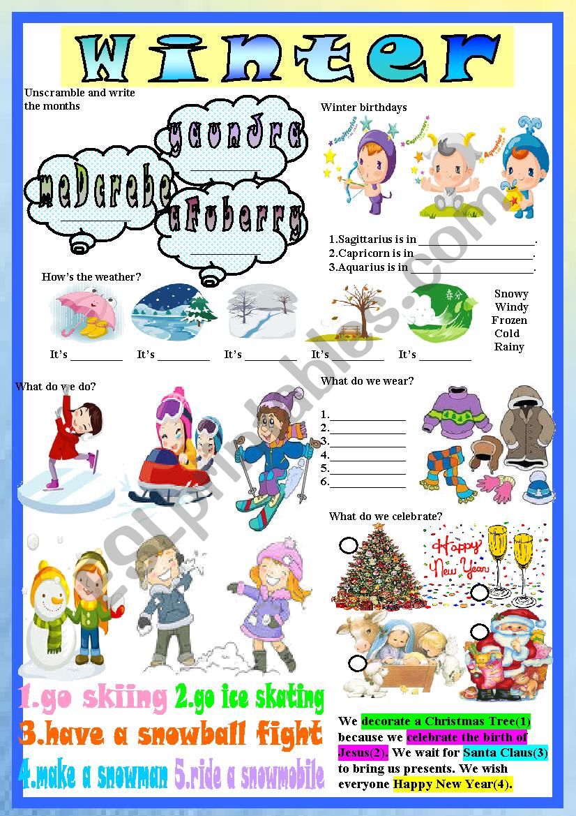 winter - ESL worksheet by LILIAAMALIA