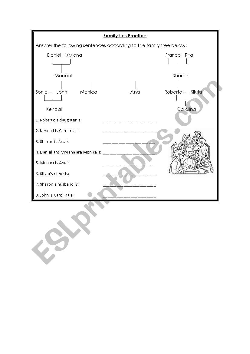 Family Ties practice worksheet