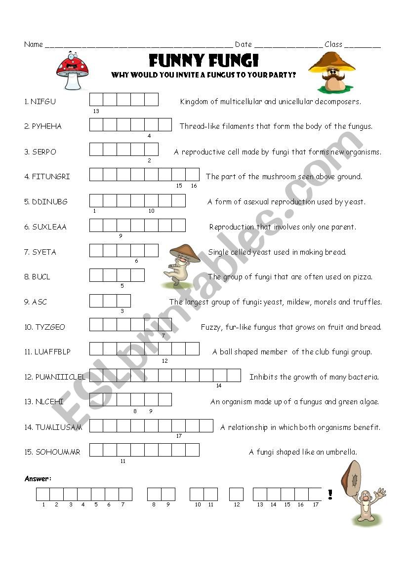 Funny Fungi worksheet