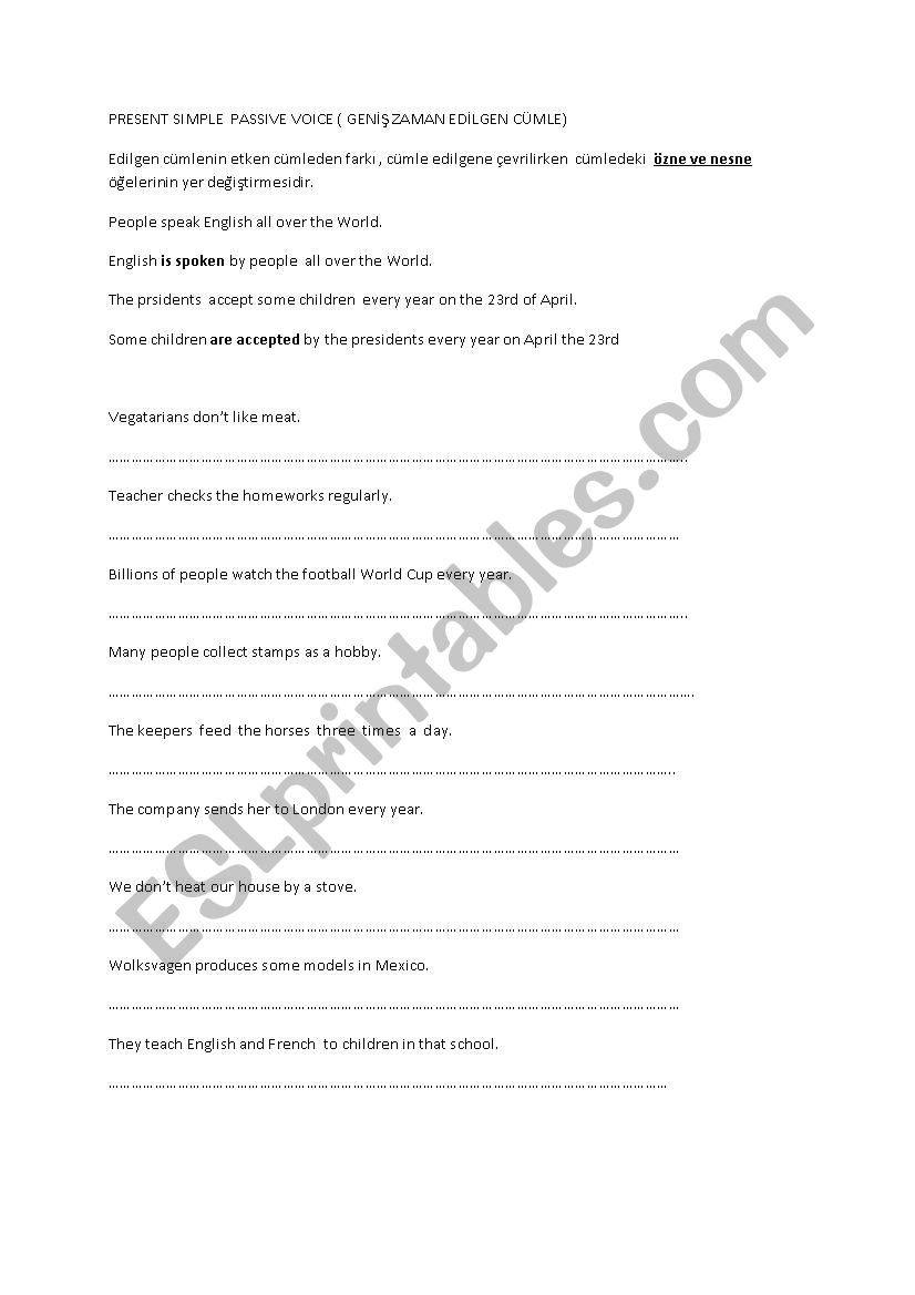 present simple passive - ESL worksheet by chupacabra1111