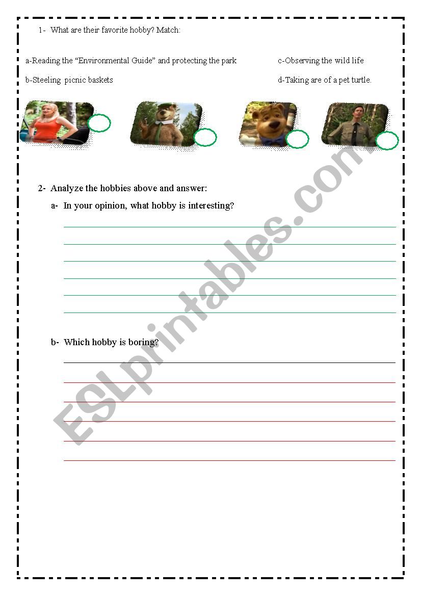 Yogi Bear Movie - part 1 worksheet