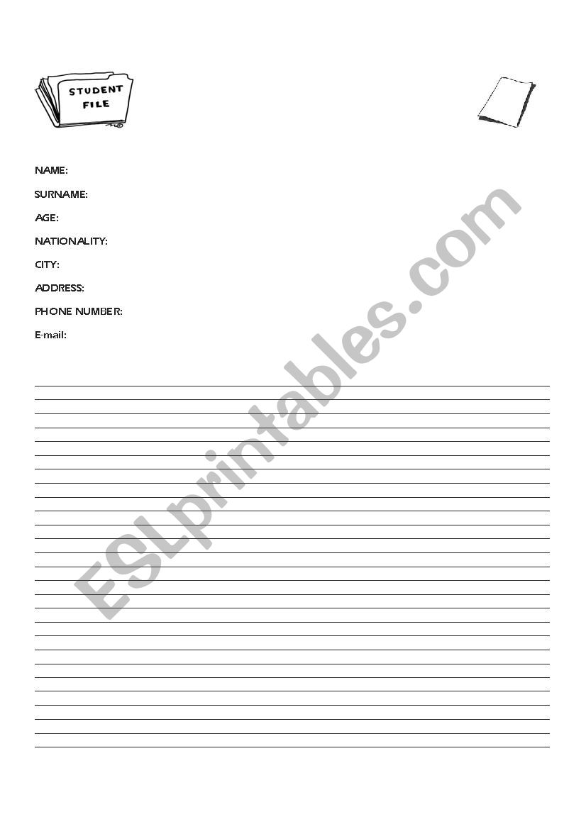 student file worksheet