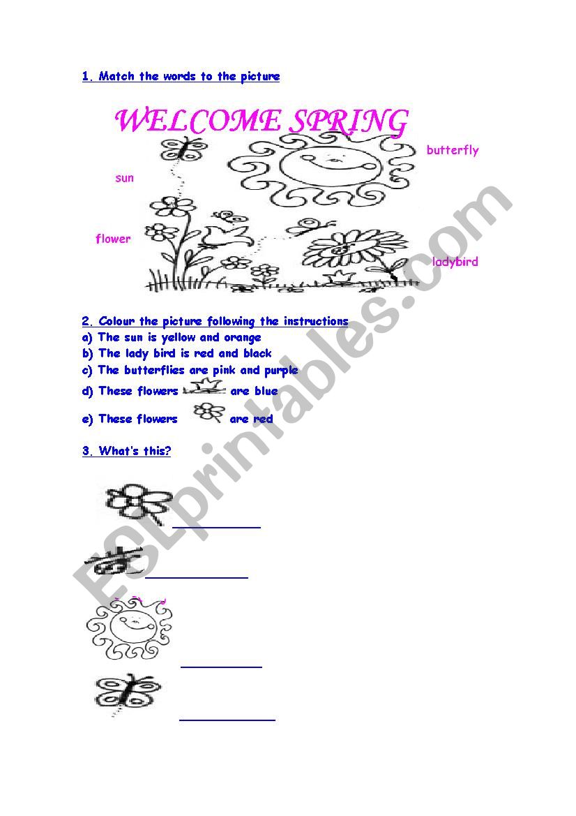 Welcome Spring worksheet