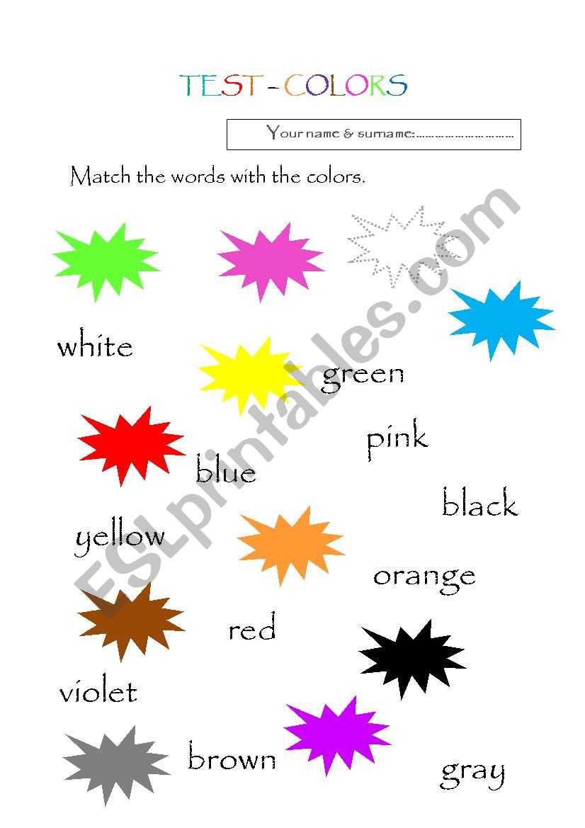 Test - colors worksheet