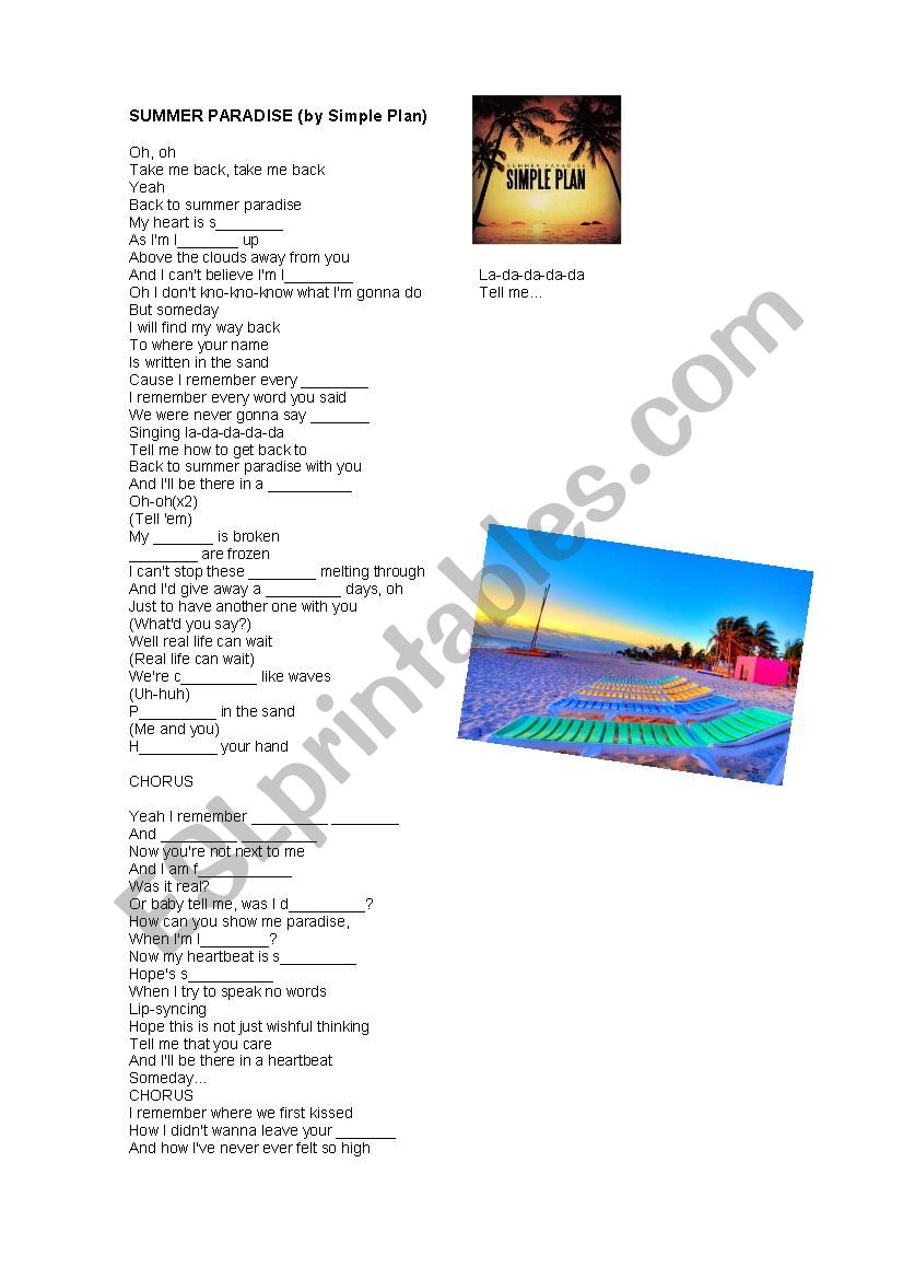 Summer Paradise worksheet