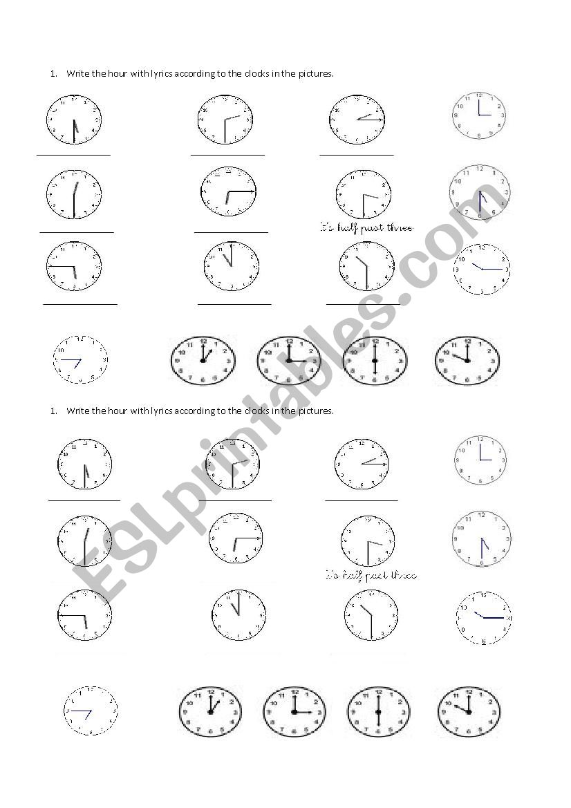 telling the time worksheet