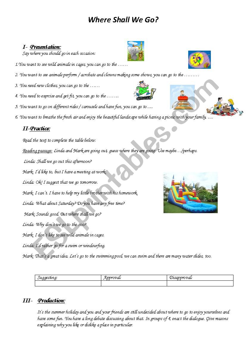 Where Shall We Go ESL Worksheet By Fatenam