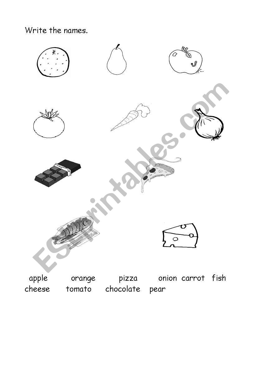 food worksheet