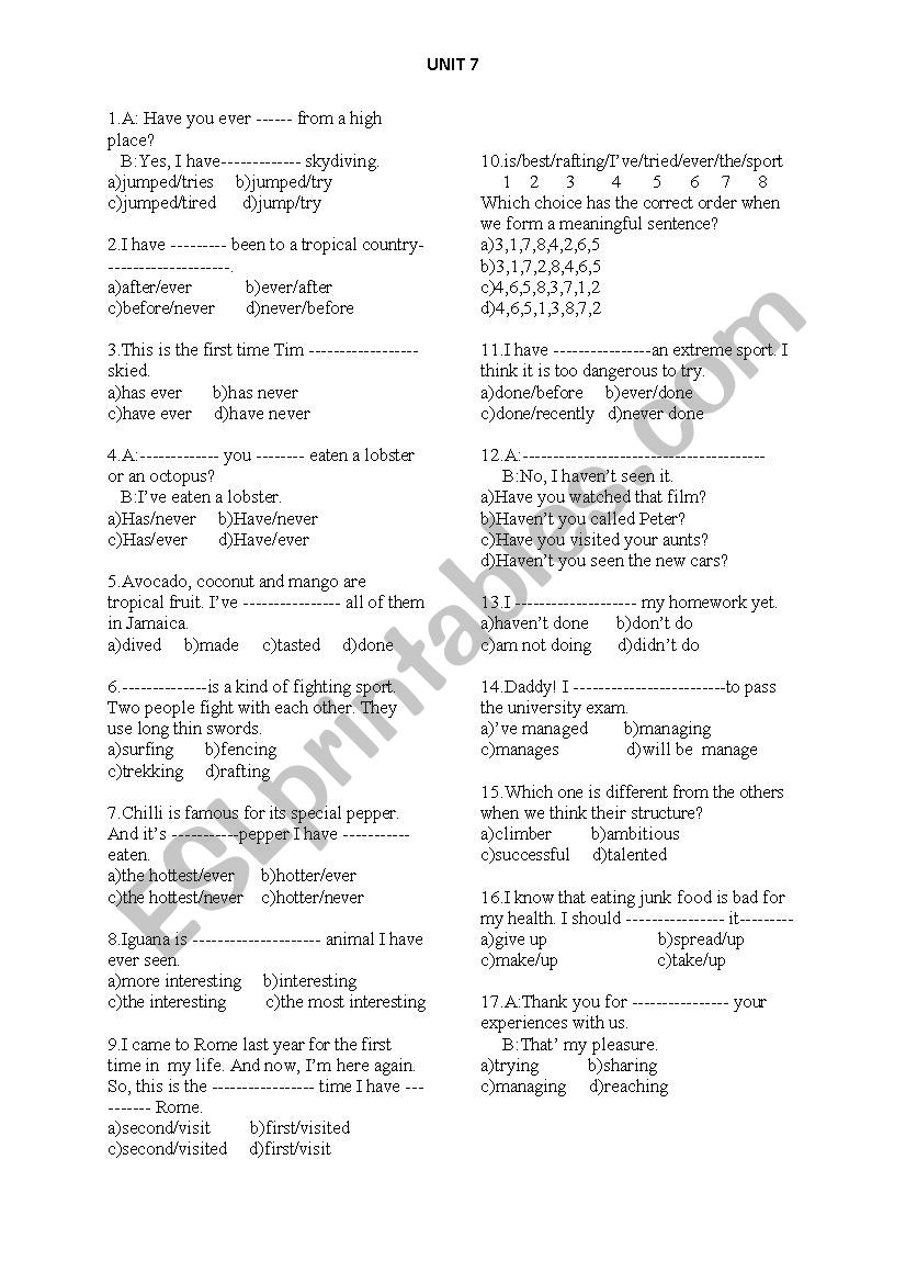 Present Perfect Tense- spot on 3  unit 7