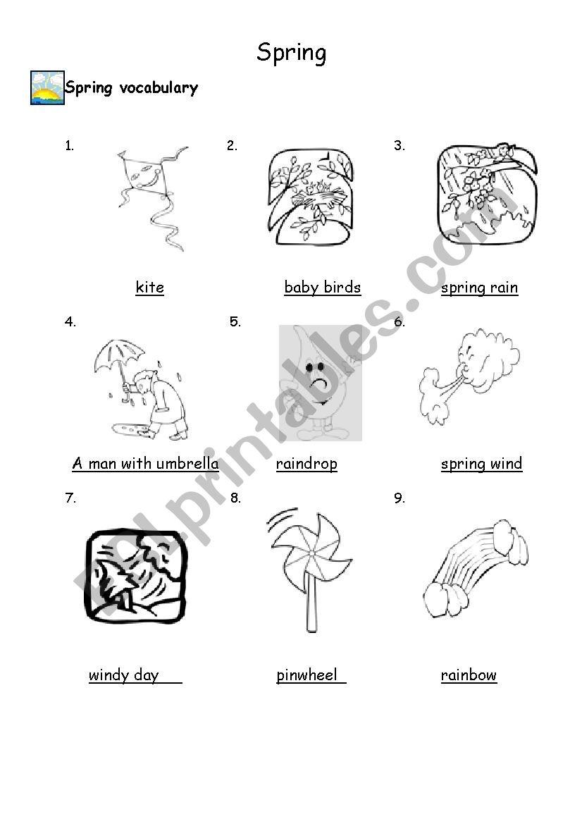 Spring vocabulary worksheet