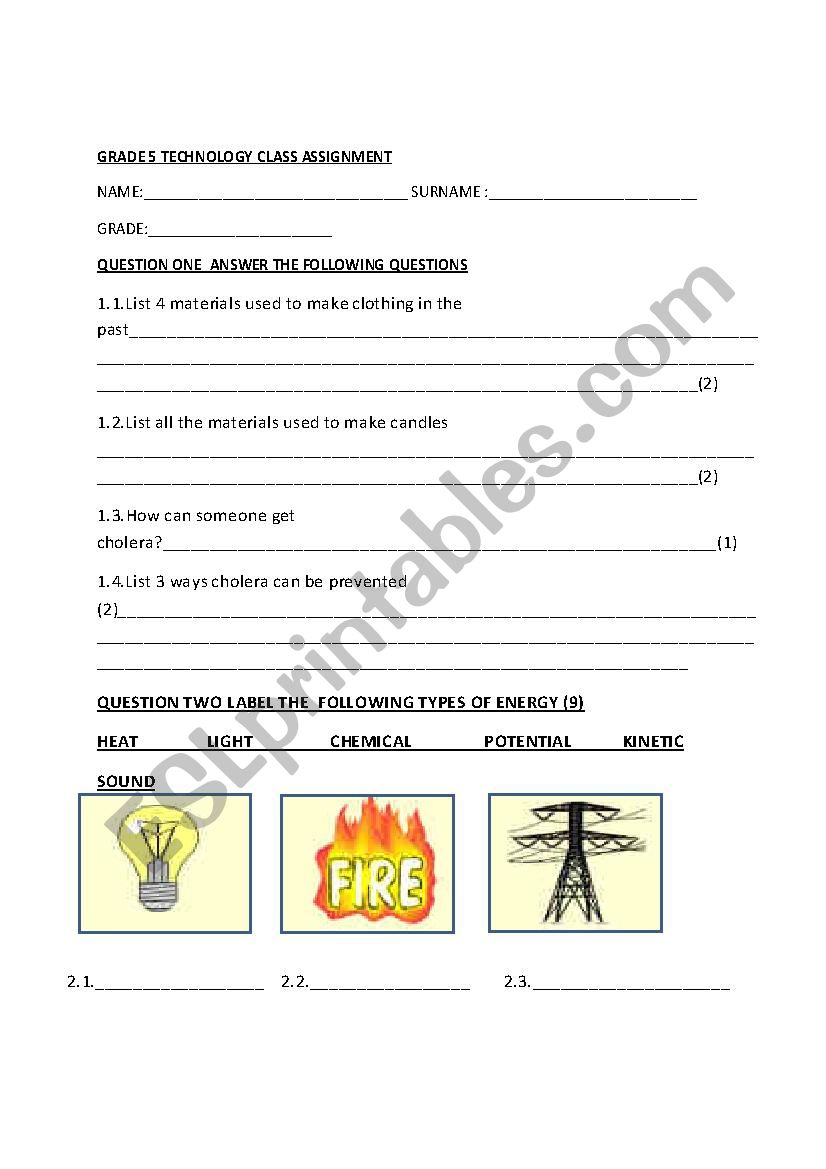 History worksheet