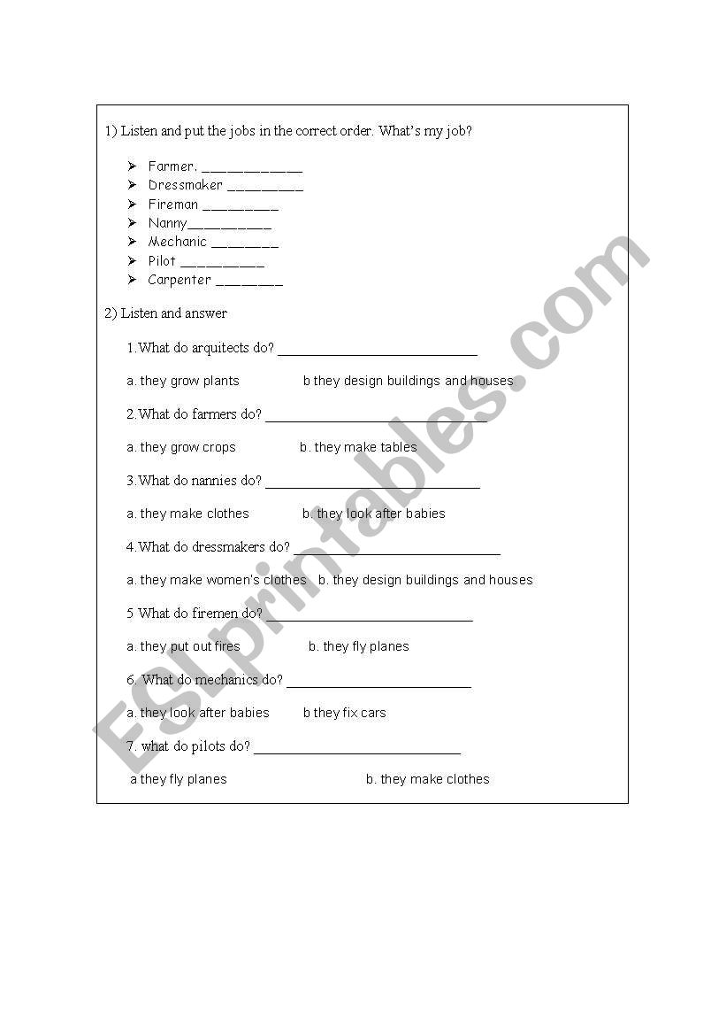 jobs worksheet