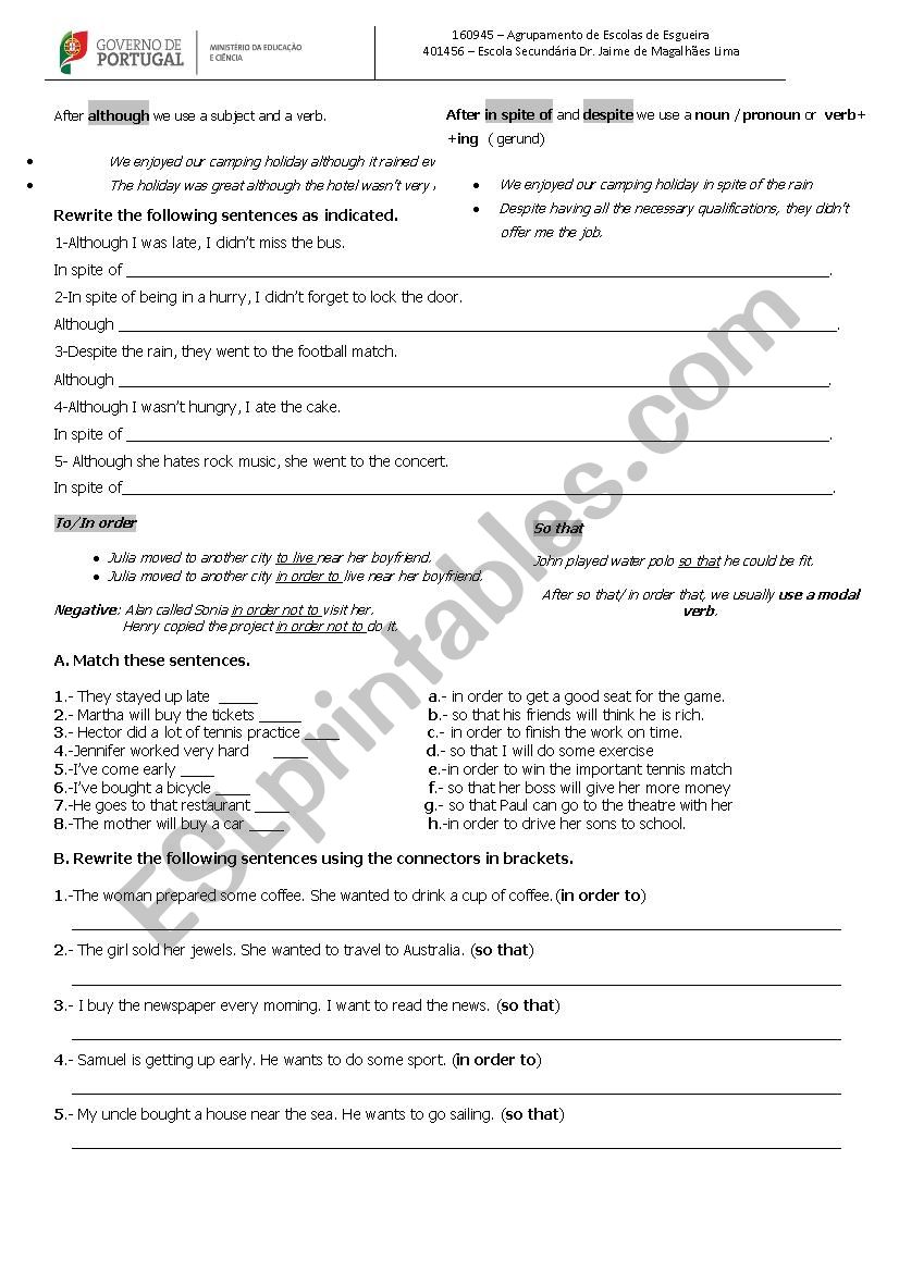 CONNECTORS worksheet